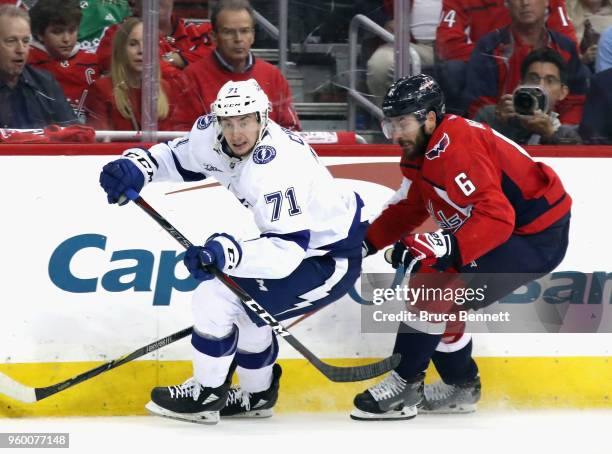 Anthony Cirelli of the Tampa Bay Lightning skates against the Washington Capitals in Game Four of the Eastern Conference Finals during the 2018 NHL...