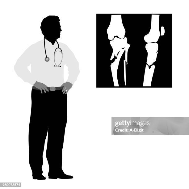 medizinischer rat des arztes fraktur - black silhouette of doctors stock-grafiken, -clipart, -cartoons und -symbole