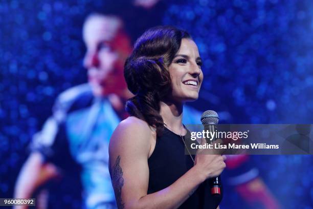 Chloe Logarzo receives the De Lorenzo Westfield W-League Player of the Year Award during the Sydney FC Sky Blue Ball on May 19, 2018 at The Star in...