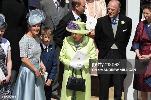 Members of the Royal family Britain's Sophie, Countess of Wessex, James, Viscount Severn, Britain's Queen Elizabeth II, Britain's Prince Philip, Duke...