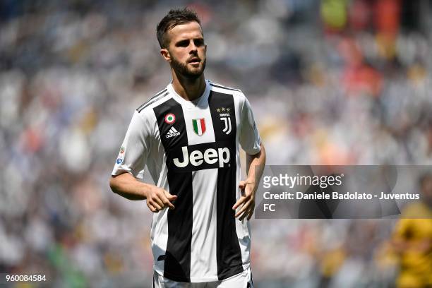 Miralem Pjanic of Juventus looks on during the serie A match between Juventus and Hellas Verona FC at Allianz Stadium on May 19, 2018 in Turin, Italy.
