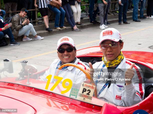 Takashi Watanabe and Kiyohiko Nasu attends 1000 Miles Historic Road Race on May 19, 2018 in Milan, Italy.