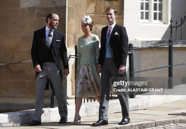 James Middleton , Pippa Middleton and her husband James Matthews arrive for the wedding ceremony of Britain's Prince Harry, Duke of Sussex and US...