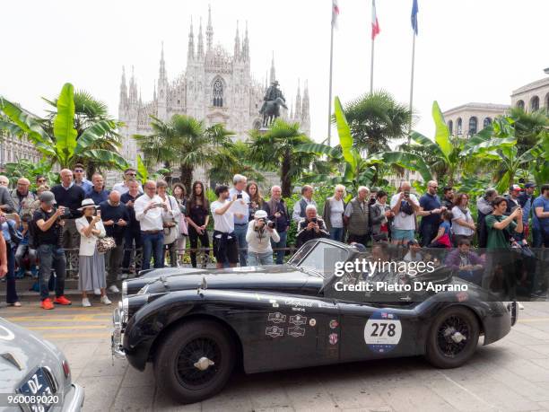 Jaguar XK 120 DHC during 1000 Miles Historic Road Race on May 19, 2018 in Milan, Italy.