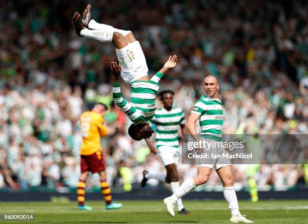 Olivier Ntcham of Celtic celebrates scoring his side's second goal during the Scottish Cup Final between Motherwell and Celtic at Hampden Park on May...