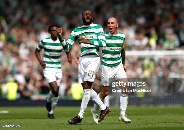 Olivier Ntcham of Celtic celebrates scoring his side's second goal during the Scottish Cup Final between Motherwell and Celtic at Hampden Park on May...