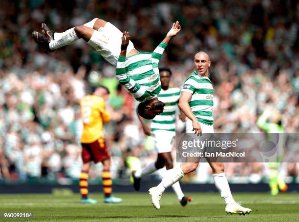 Olivier Ntcham of Celtic celebrates scoring his side's second goal during the Scottish Cup Final between Motherwell and Celtic at Hampden Park on May...