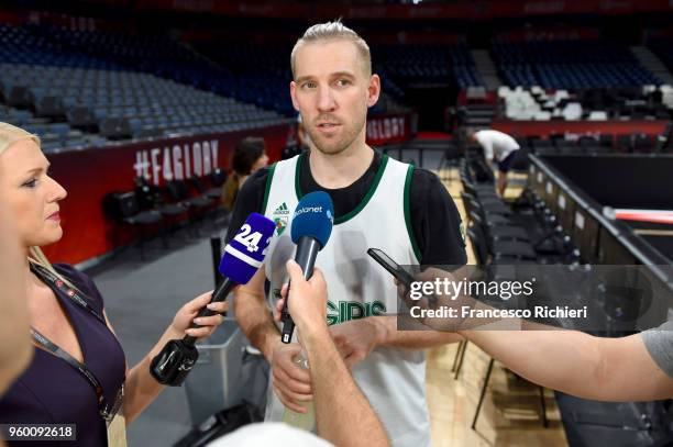 Beno Udrih, #9 of Zalgiris Kaunas during the 2018 Turkish Airlines EuroLeague F4 Zalgiris Kaunas Official Practice at Stark Arena on May 19, 2018 in...