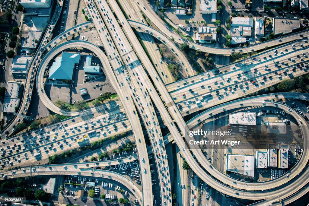 Los Angeles Freeway Interchange at Rush Hour