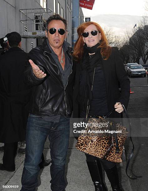 Bruce Springsteen and his wife Patti Scialfa arrive at the "Hope for Haiti Now" telethon January 22, 2010 at Kaufman Astoria Studios in the Queens...