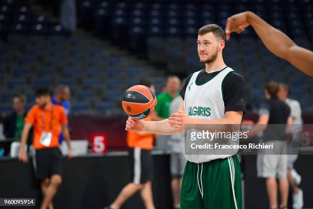 Martynas Sajus, #19 of Zalgiris Kaunas during the 2018 Turkish Airlines EuroLeague F4 Zalgiris Kaunas Official Practice at Stark Arena on May 19,...