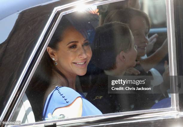 Canadian Fashion Stylist Jessica Mulroney arrives at the wedding of Prince Harry to Ms Meghan Markle at St George's Chapel, Windsor Castle on May 19,...