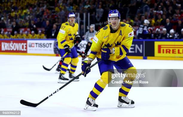 John Klingberg of Sweden skates against the United States battle during the 2018 IIHF Ice Hockey World Championship Semi Final game between Sweden...