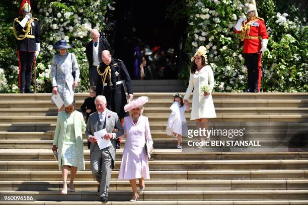Meghan Markle's mother Doria Ragland, Britain's Prince Charles, Prince of Wales, Britain's Prince William, Duke of Cambridge, Britain's Camilla,...