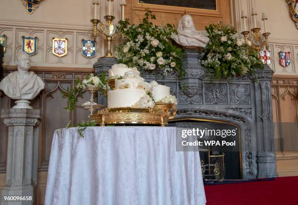 The wedding cake by Claire Ptak of London-based bakery Violet Cakes in Windsor Castle for the royal wedding of Meghan Markle and Prince Harry on May...