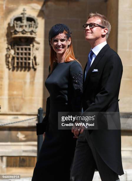 Actress Sarah Rafferty and her husband Santtu Seppala arrive at St George's Chapel at Windsor Castle for the wedding of Prince Harry and Meghan...
