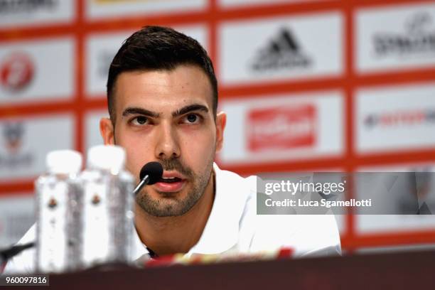 Kostas Sloukas, #16 of Fenerbahce Dogus Istanbul during the 2018 Turkish Airlines EuroLeague F4 Championship Game Press Conference at Stark Arena on...