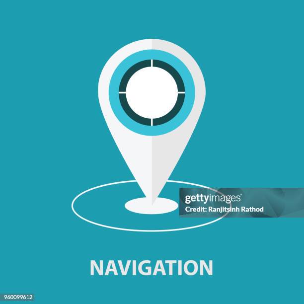 map pointer flat icon - thumb pin stock illustrations