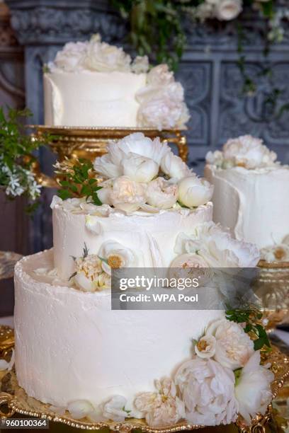 The wedding cake by Claire Ptak of London-based bakery Violet Cakes in Windsor Castle for the royal wedding of Meghan Markle and Prince Harry on May...