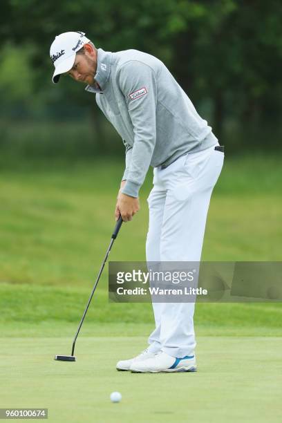 Chris Hanson of England putts on the 4th green during the knockout stage on day three of the Belgian Knockout at Rinkven International Golf Club on...