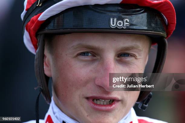 Jockey Tom Marquand at Newbury Racecourse on May 19, 2018 in Newbury, England.