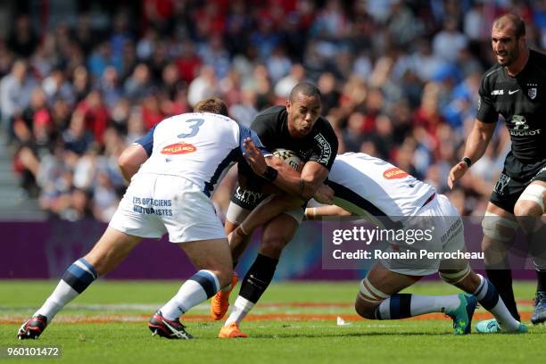 Gael Fickou of Toulouse in action during the French Top 14 match between Stade Toulousain and Castres at Stade Ernest Wallon on May 19, 2018 in...