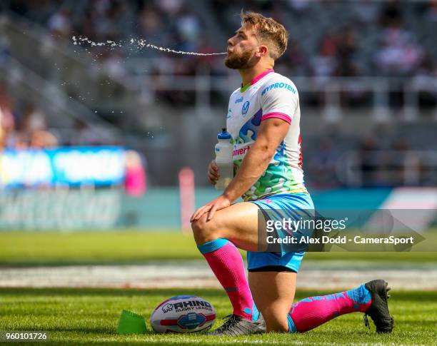St Helens' Danny Richardson prepares to kick at goal during the Betfred Super League Round 15 match between Widnes Vikings and St Helens at St James'...