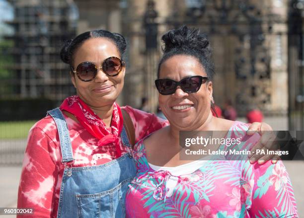 Jacinta Abiola and Jenny Edwards both from Birmingham in Edinburgh talking about the royal Wedding.