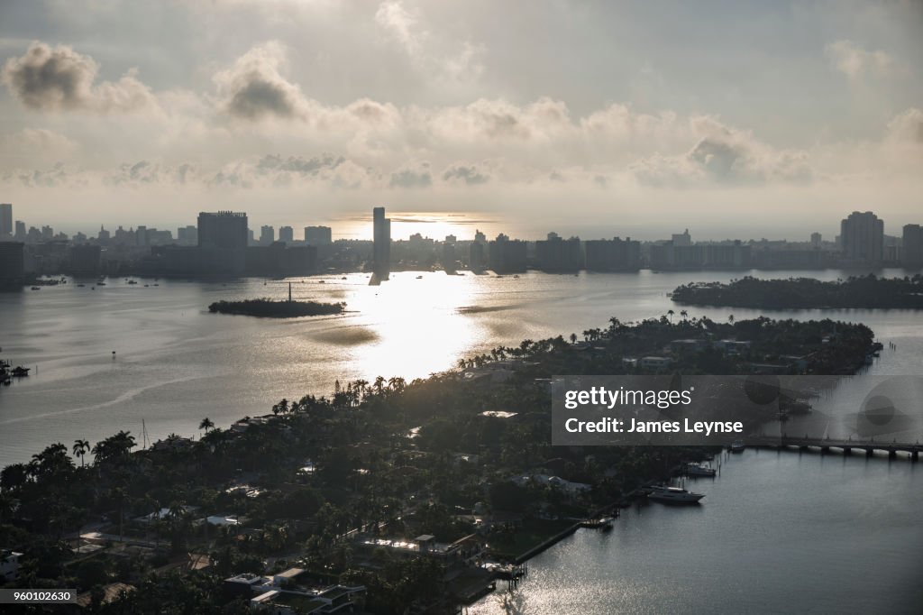Aerial view of Miami and the Venetian Islands