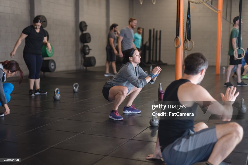 Fitness class in a modern health club