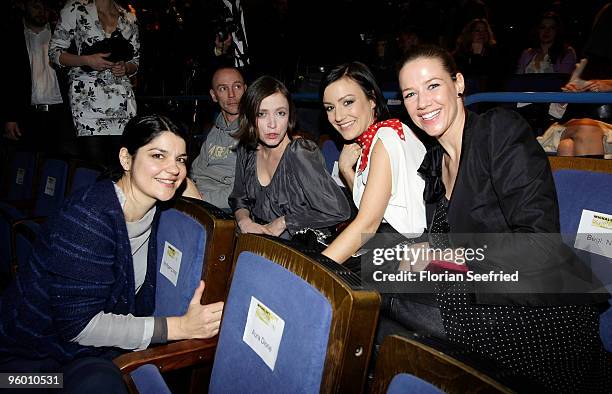 Actress Jasmin Tabatabai, actress Anna Thalbach, TV host Miriam Pielhau and actress Alexandra Neldel attend the Michalsky Style Night at...