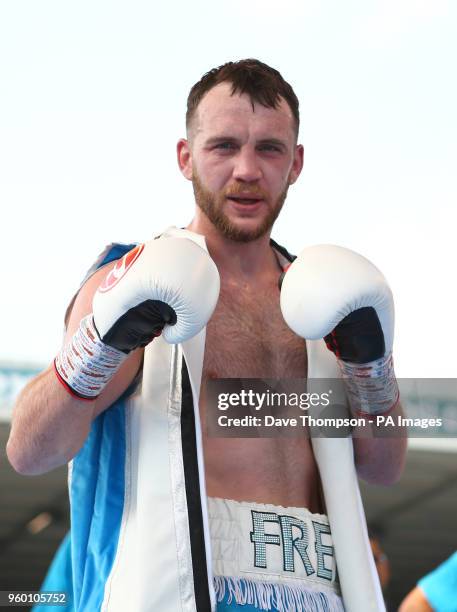 Fred Evans after beating Darryl Sharp during their Middleweight bout at Elland Road, Leeds.