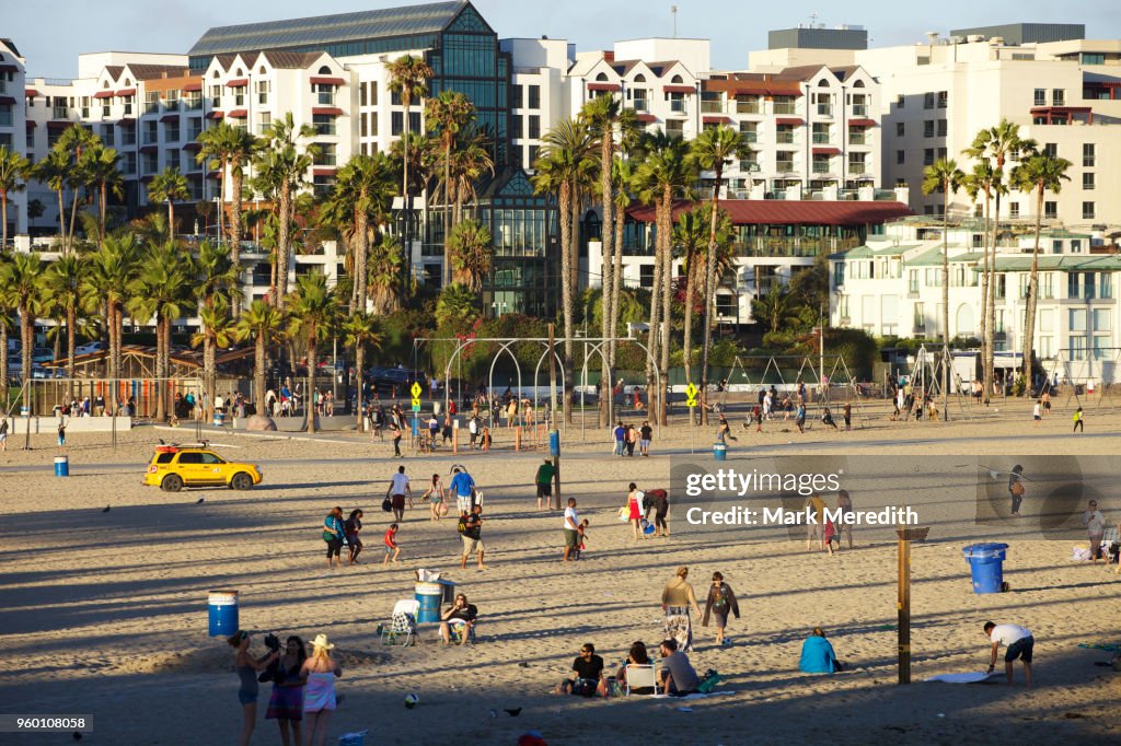 Santa Monica State Beach in late afternoon sunshine