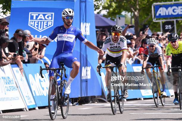 Fernando Gaviria of Colombia and Team Quick-Step Floors celebrates after winning stage five of the 13th Amgen Tour of California, a 176km stage from...