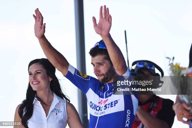 Fernando Gaviria of Colombia and Team Quick-Step Floors celebrates on the podium after winning stage five of the 13th Amgen Tour of California, a...