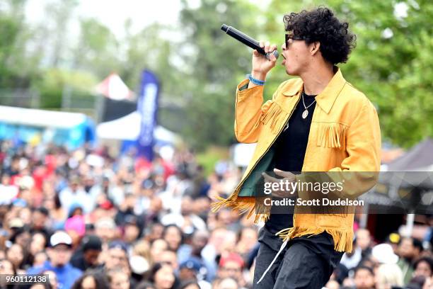 Singer A. Chal performs onstage during the Power 106 Powerhouse festival at Glen Helen Amphitheatre on May 12, 2018 in San Bernardino, California.