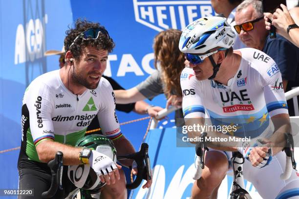 Alexander Kristoff of Norway and Team UAE Team Emirates with Mark Cavendish before stage five of the 13th Amgen Tour of California, a 176km stage...