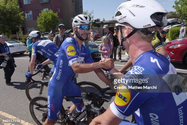 Fernando Gaviria of Colombia and Team Quick-Step Floors celebrates after winning stage five of the 13th Amgen Tour of California, a 176km stage from...