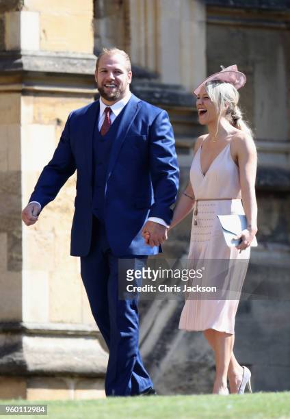 James Haskell and Chloe Madeley attend the wedding of Prince Harry to Ms Meghan Markle at St George's Chapel, Windsor Castle on May 19, 2018 in...