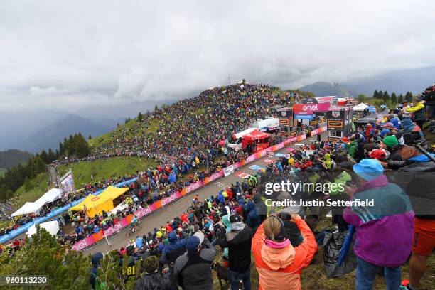 Arrival / Domenico Pozzovivo of Italy and Team Bahrain-Merida / Miguel Angel Lopez of Colombia and Astana Pro Team / Monte Zoncolan / Mountains /...