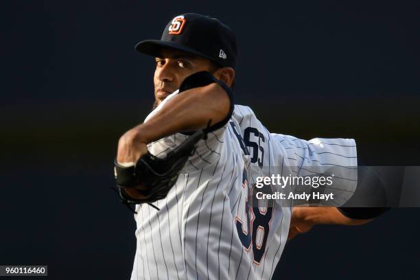 Tyson Ross of the San Diego Padres pitches during the game against the St. Louis Cardinals at PETCO Park on May 12, 2018 in San Diego, California....