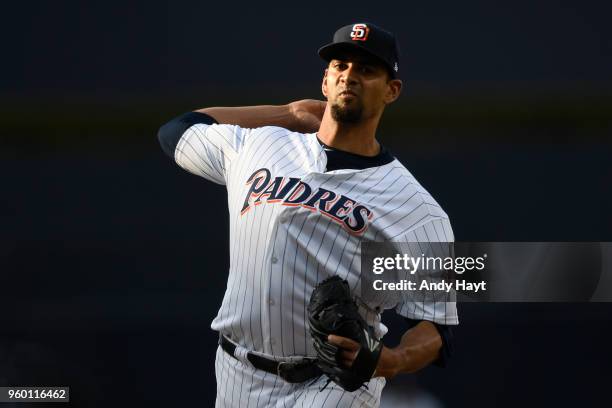 Tyson Ross of the San Diego Padres pitches during the game against the St. Louis Cardinals at PETCO Park on May 12, 2018 in San Diego, California....