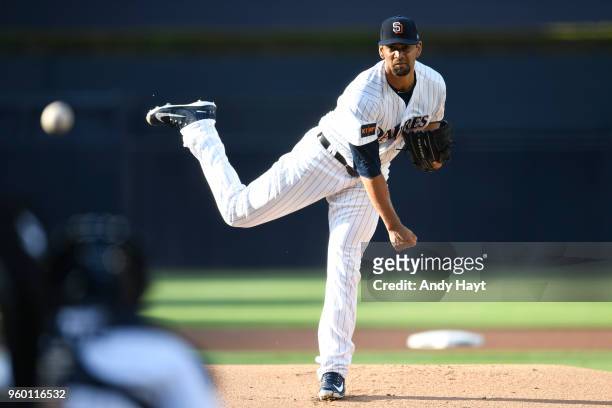 Tyson Ross of the San Diego Padres pitches during the game against the St. Louis Cardinals at PETCO Park on May 12, 2018 in San Diego, California....