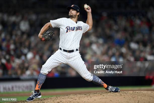 Brad Hand of the San Diego Padres pitches during the game against the St. Louis Cardinals at PETCO Park on May 12, 2018 in San Diego, California....