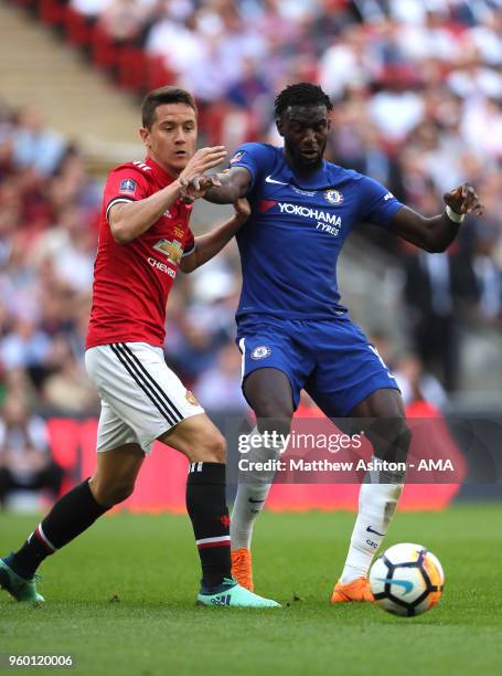 Tiemoue Bakayoko of Chelsea battles for the ball with Ander Herrera of Manchester United during the Emirates FA Cup Final between Chelsea and...