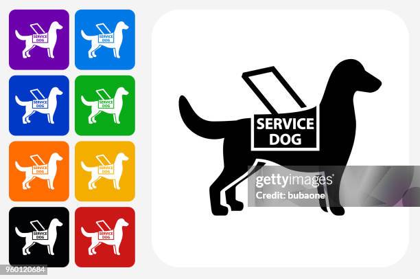 service dog icon square button set - service animal stock illustrations