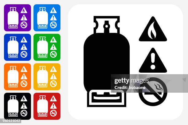 hazardous gas icon square button set - hydraulic fracturing icons stock illustrations