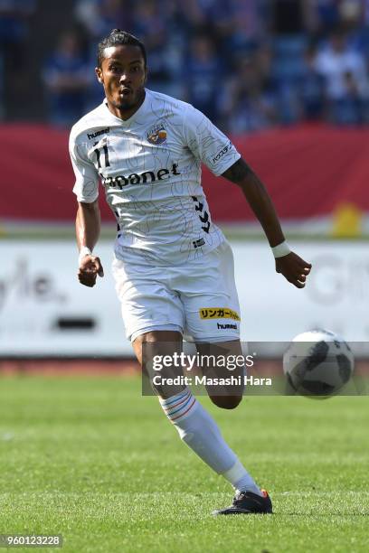 Musashi Suzuki of V-Varen Nagasaki in action during the J.League J1 match between Yokohama F.Marinos and V-Varen Nagasaki at Nissan Stadium on May...