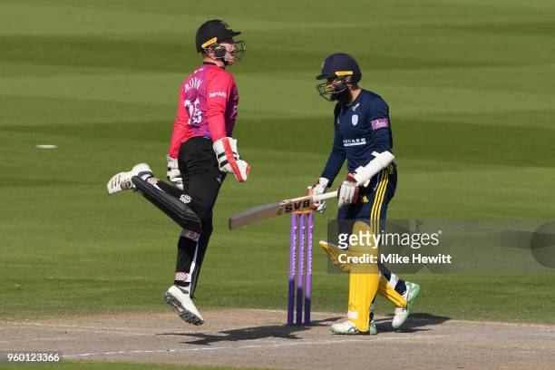 Ben Brown of Sussex celebrates after catching Hashim Amla of Hampshire during the Royal London One-Day Cup match between Sussex and Hampshire at The...