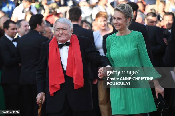 French director Claude Lanzmann arrives on May 19, 2018 for the closing ceremony and the screening of the film "The Man Who Killed Don Quixote" at...